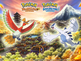 Pokemon bird flying town mountains - baiōken eishun free wallpaper for desktop
