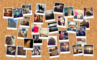 Cork board pictures people collage - allan linder free wallpaper