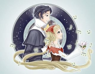 Couple people music notes star - official art free wallpaper for desktop