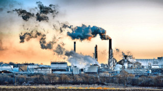 Factory smoke stacks sunset dawn - a factory free wallpaper