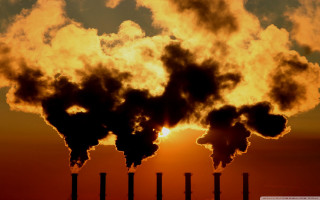 Factory smokestacks sunset sun clouds - sunset free wallpaper