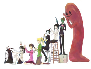 Group people red object woman - anime art free wallpaper