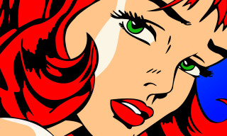 Woman red hair green eyes 2 - a pop art painting free wallpaper