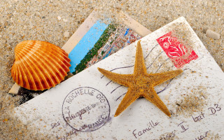 Starfish letter sand seashell postcard - the sand free wallpaper