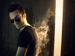 Bald man sunglasses smoking wooden - weird free wallpaper