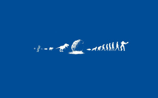 People walking blue field dog - neoprimitivism free wallpaper
