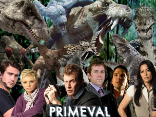 Primeval cast collage dinosaur gun - primitivism free wallpaper