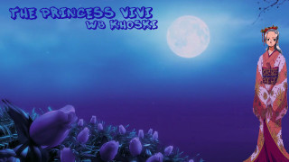 Red dress full moon flower - anime visual free wallpaper