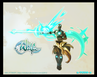 Stylized person sword blue light - a blue light free wallpaper