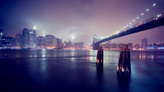 Bridge water city night lights 25 - a bridge over a body of water free wallpaper