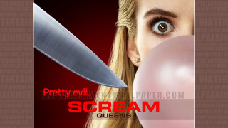 Woman knife balloon red background - underneath free wallpaper