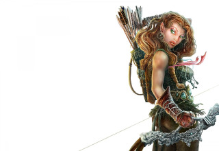 Woman bow arrow standing hands - epic fantasy character art free wallpaper