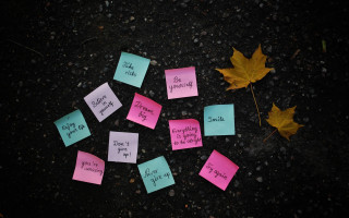 Sticky notes leaf ground group 4 - a leaf free wallpaper