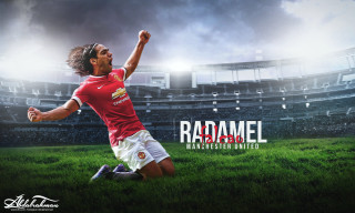 Man redshirt soccerfield rain outdoors - a soccer ball free wallpaper