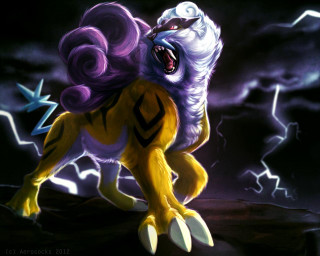 Yellow purple lion lightning shock - lightning free wallpaper