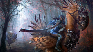 Woman horse forest bird sword - league of legends concept art free wallpaper