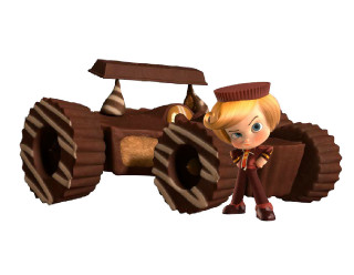 Cartoon character chocolate car sign - panfuturism free wallpaper