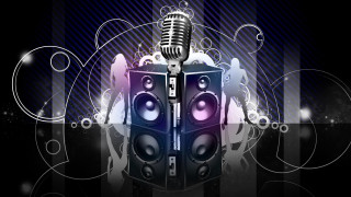 Microphone speakers black background blue - lyco art free wallpaper
