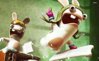 Cartoon bunny skateboard green room - a green wallpaper free wallpaper