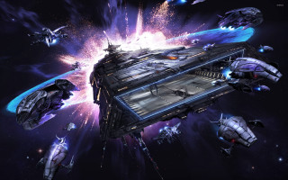 Space station spaceships flying stars - a space station free wallpaper