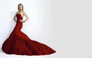 Woman red dress posing white - a white backdrop free wallpaper
