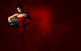 Woman red dress disco ball - a pattern free wallpaper