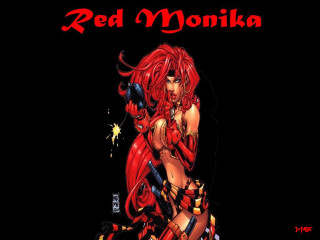 Red woman gun black background - bill sienkiewicz free wallpaper
