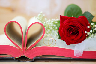 Romantic book heart rose ribbon - the cover free wallpaper