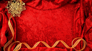 Red velvet background gold ribbon - exquisite free wallpaper