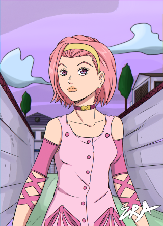 Pink girl cartoon anime graffiti - a pink shirt free wallpaper