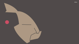 Stylized bird red dot black - low free wallpaper