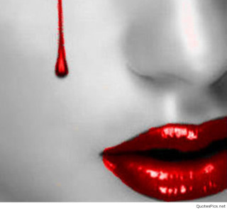 Woman red lipstick blood drip - blood free wallpaper
