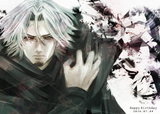 Man white hair black coat - a background free wallpaper