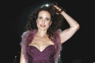 Woman purple dress holding hair - anna haifisch free wallpaper