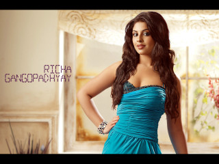 Woman blue dress posing hands 7 - a picture free wallpaper for desktop