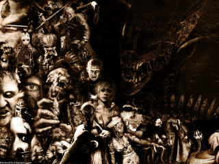 People monsters sepia black background - photo of a man free wallpaper