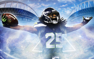 Football player arms outstretched stadium - his hands out in front free wallpaper