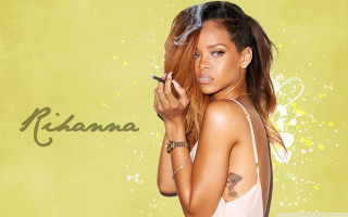 Woman smoking cigarette green background - a green background behind her free wallpaper
