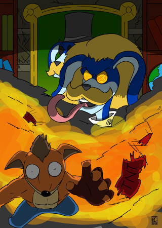 Cartoon dog cat bed fire - derf free wallpaper