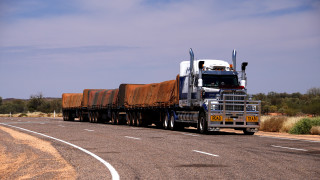 Truck trailer driving road brown - a trailer free wallpaper