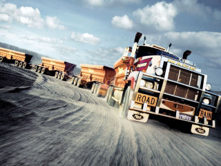 Truck dirt road dump truck 2 - a cloudy day free wallpaper