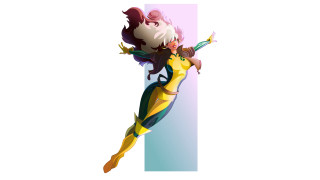 Woman flying artnouveau vector bodysuit - flowing hair free wallpaper