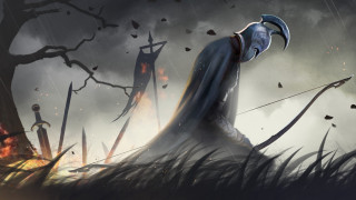 Man blue hooded suit sword - suit free wallpaper