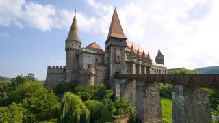 Gothic castle bridge river forest - ferenc joachim free wallpaper