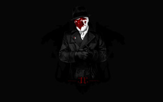 Black suit red mask bloody - a bloody face free wallpaper