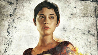Woman serious look grungy renaissance - her face and chest free wallpaper
