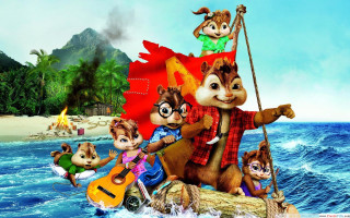Chipmunks boat ocean flag guitar - chippy free wallpaper