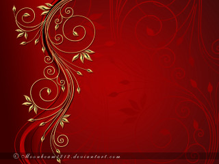 Red background gold swirls leaves - a red background free wallpaper for desktop