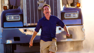 Man running truck dog back - action scene free wallpaper