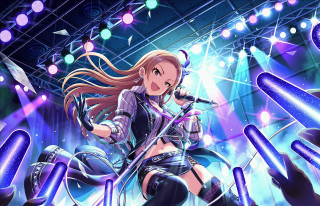 Girl long hair sword stage - confetti free wallpaper